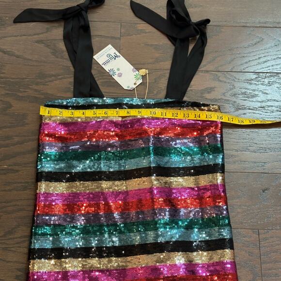 Show Me Your Mumu Super Slip Tie Rainbow Sequin Party Dress Size XS New with Tag - Picture 7 of 9